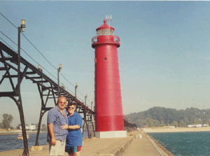 Us at Grand Haven South Pierhead Inner Lighthouse in Michigan