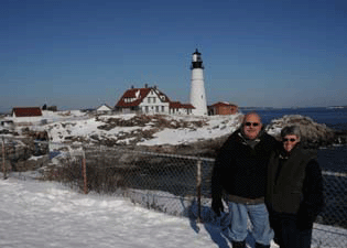 Us at Portland Head in Maine