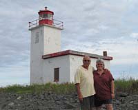Us at Caribou Island Lighthouse in Nova Scotia, Canada