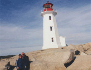 Us at Peggys Cove Lighthouse in Nova Scotia, Canada